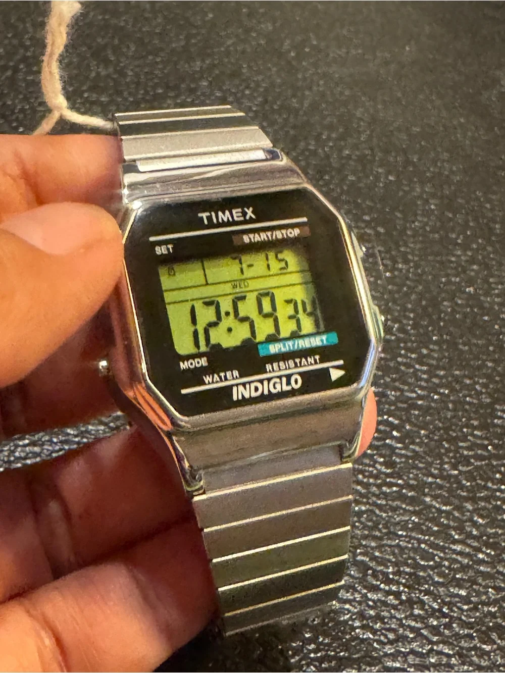 Timex Indiglo Digital Watch - Silver with Black Dial